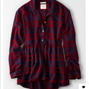 American Eagle peplum flannel